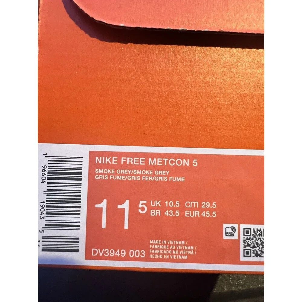 Nike Free Metcon 5 Gym Training  Shoe Smoke Grey DV3949-003 Mens Size 11.5